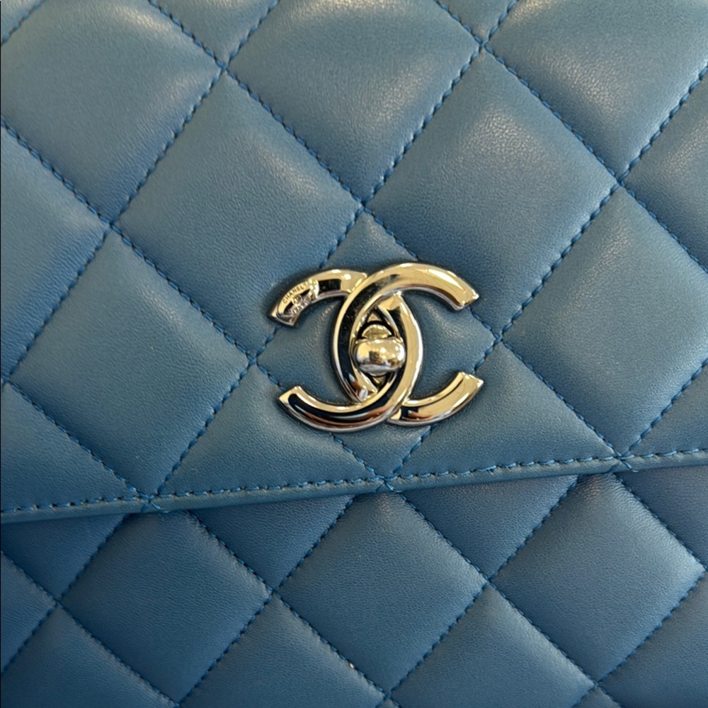 Chanel Blue Quilted Shoulder Bag with Chain Strap - Picture 3 of 17